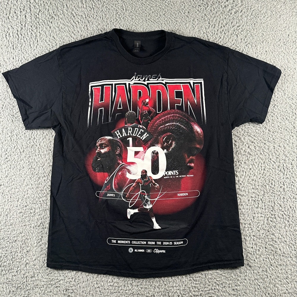 LA Clippers James Harden 2024-25 Moments Playoff Giveaway T-Shirt XL